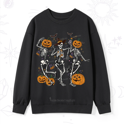Purplehecate Pumpkin Head Skeleton Dance Halloween Sweatshirt