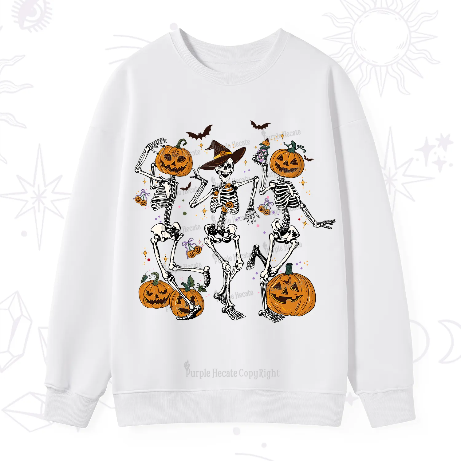 Purplehecate Pumpkin Head Skeleton Dance Halloween Sweatshirt