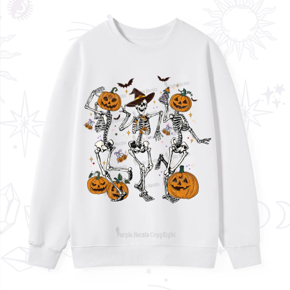 Purplehecate Pumpkin Head Skeleton Dance Halloween Sweatshirt