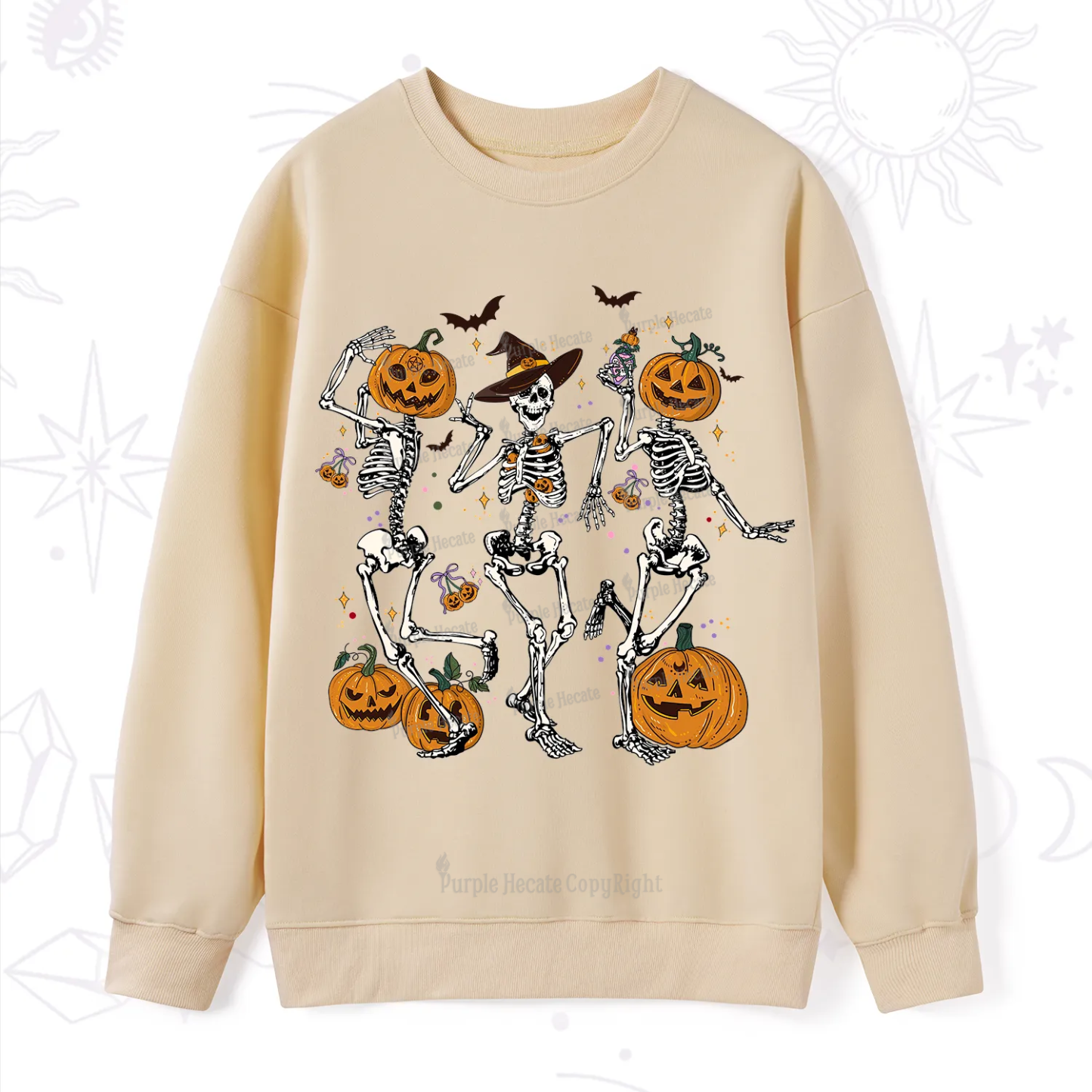 Purplehecate Pumpkin Head Skeleton Dance Halloween Sweatshirt