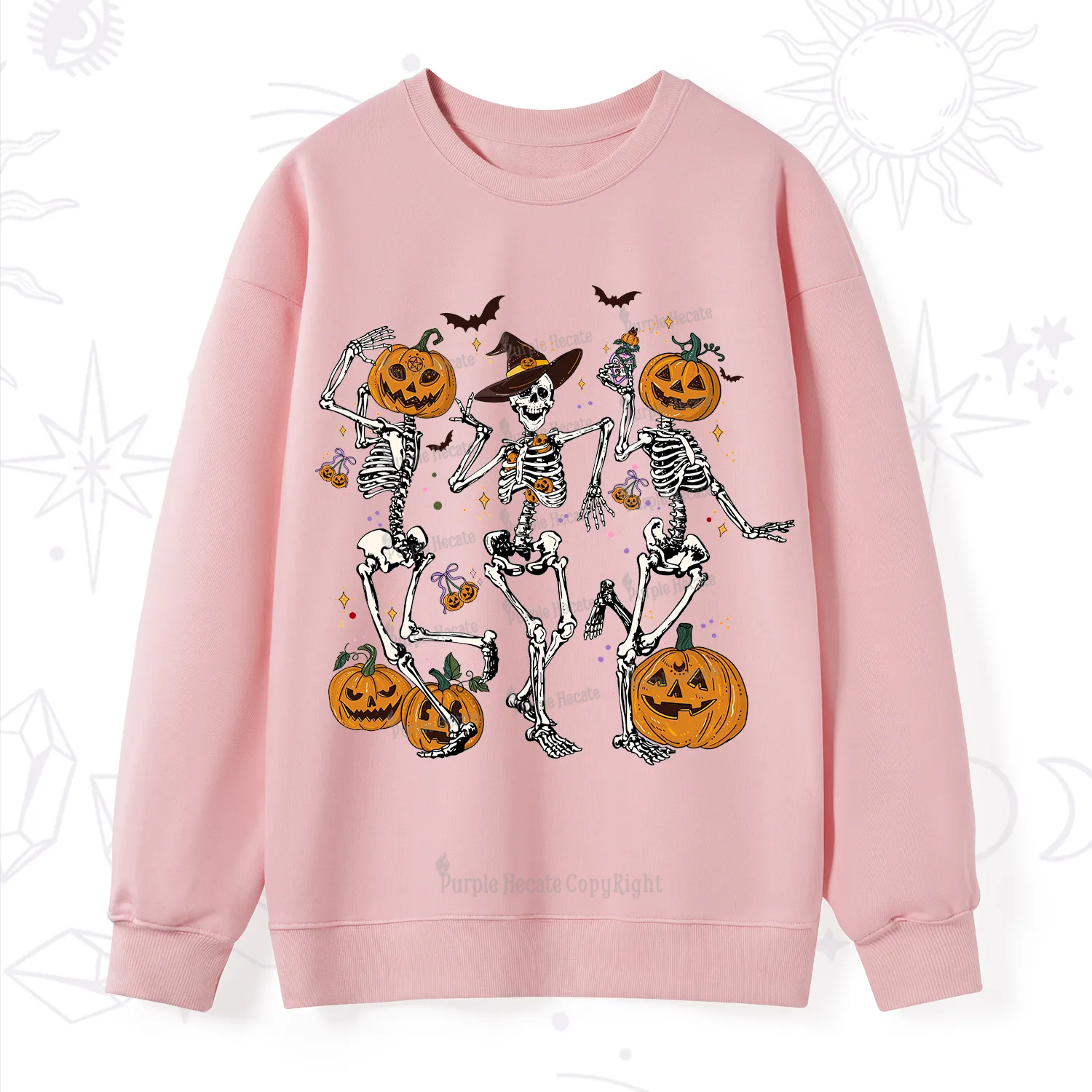 Purplehecate Pumpkin Head Skeleton Dance Halloween Sweatshirt