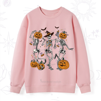 Purplehecate Pumpkin Head Skeleton Dance Halloween Sweatshirt