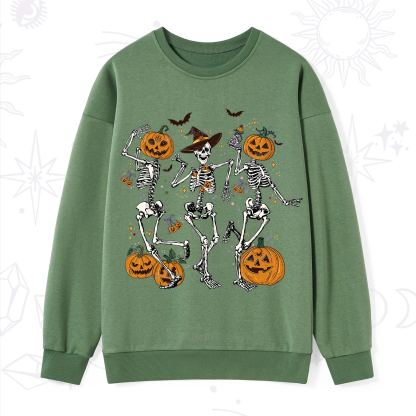 Purplehecate Pumpkin Head Skeleton Dance Halloween Sweatshirt