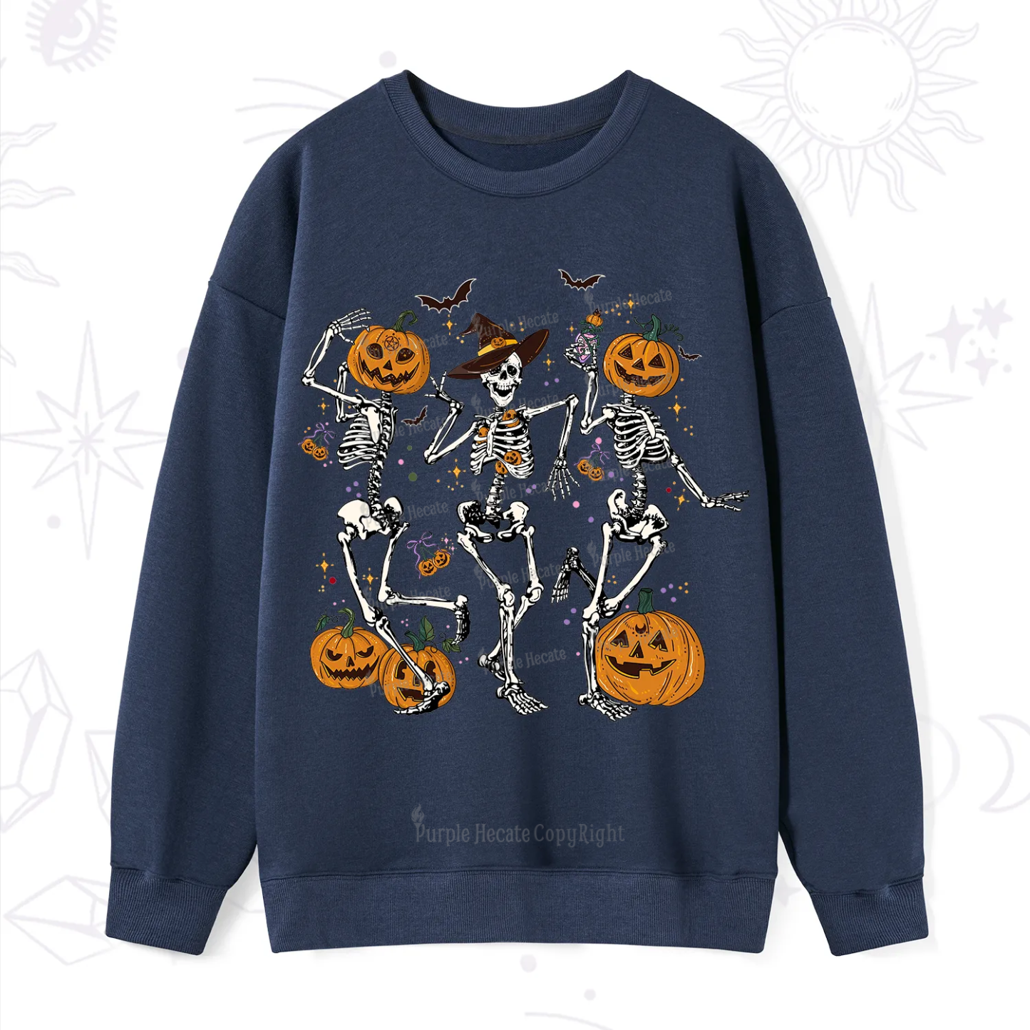 Purplehecate Pumpkin Head Skeleton Dance Halloween Sweatshirt