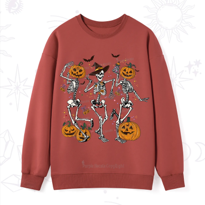 Purplehecate Pumpkin Head Skeleton Dance Halloween Sweatshirt