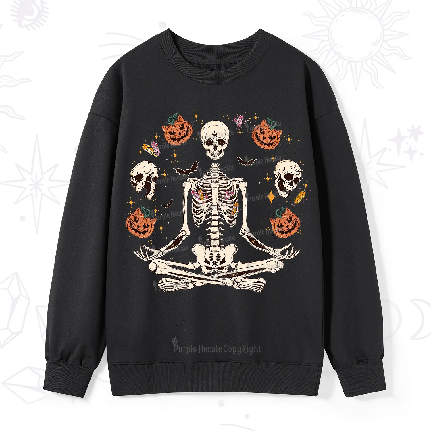 Purplehecate Funny Skeleton Halloween Sweatshirt