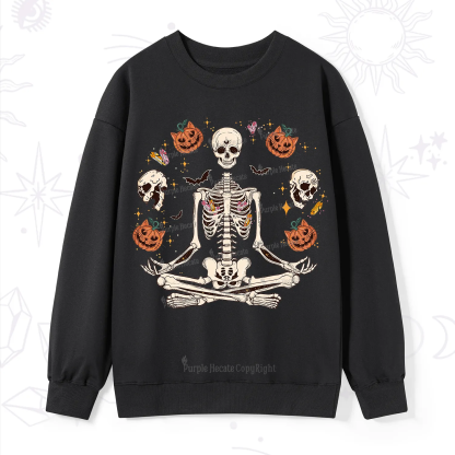 Purplehecate Funny Skeleton Halloween Sweatshirt