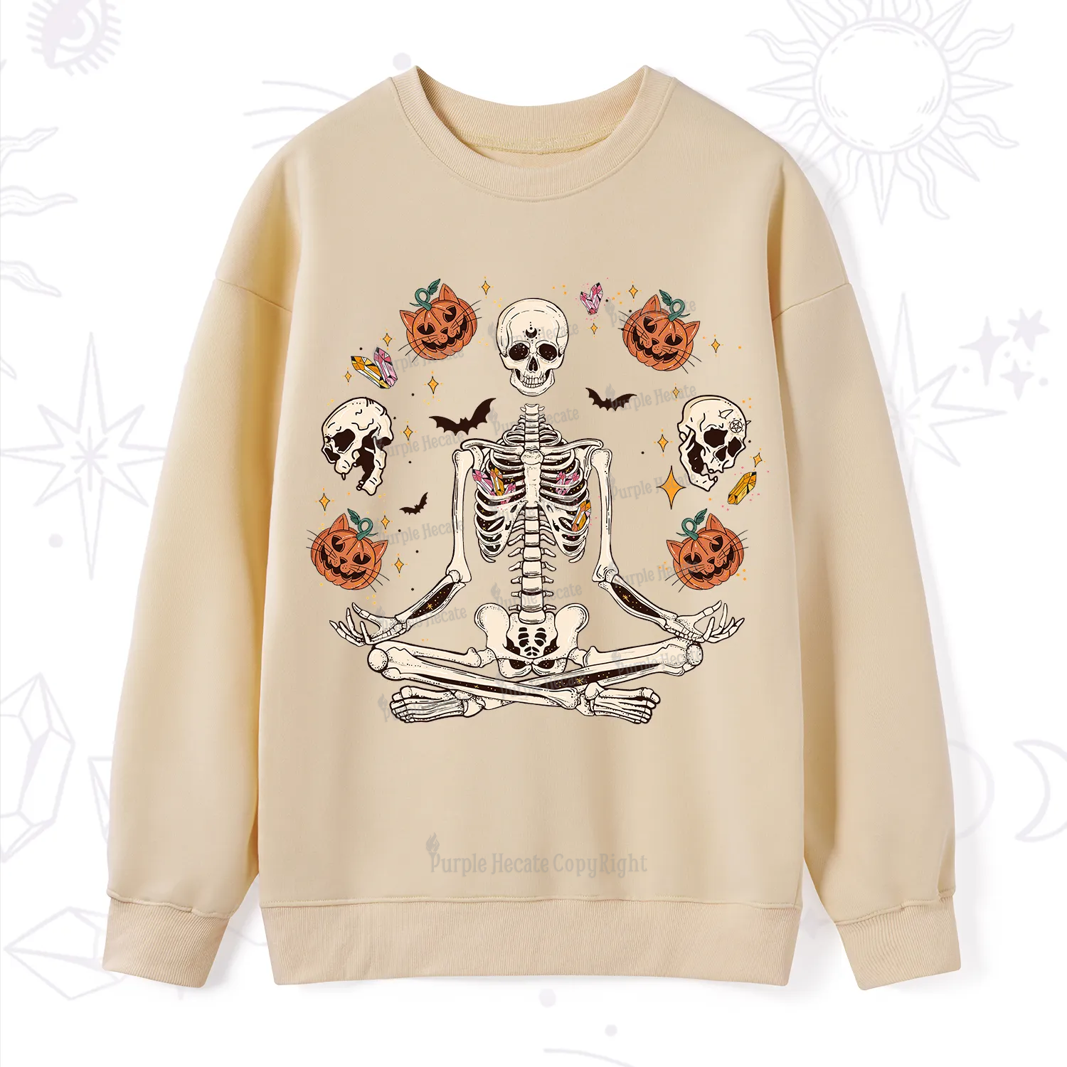 Purplehecate Funny Skeleton Halloween Sweatshirt