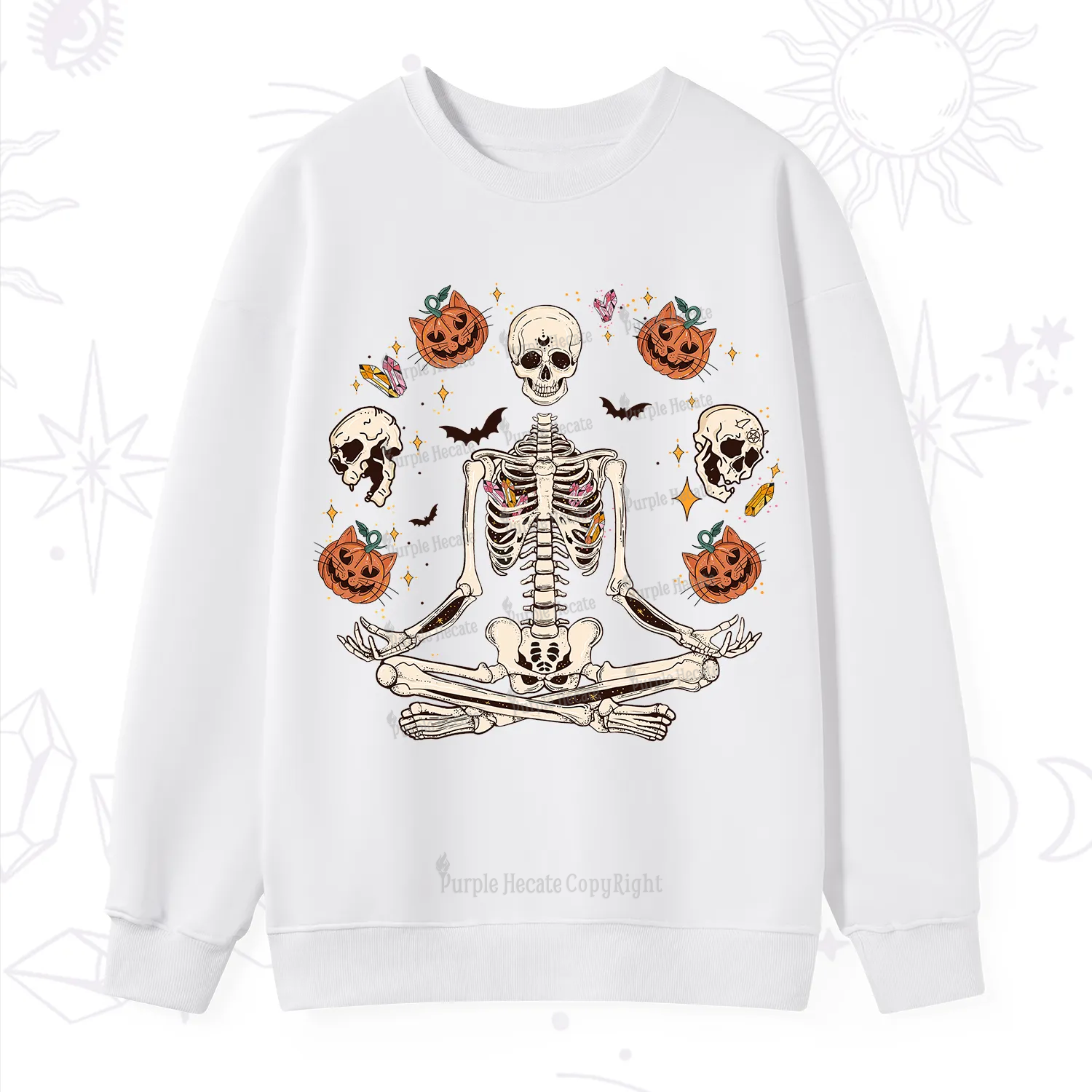 Purplehecate Funny Skeleton Halloween Sweatshirt
