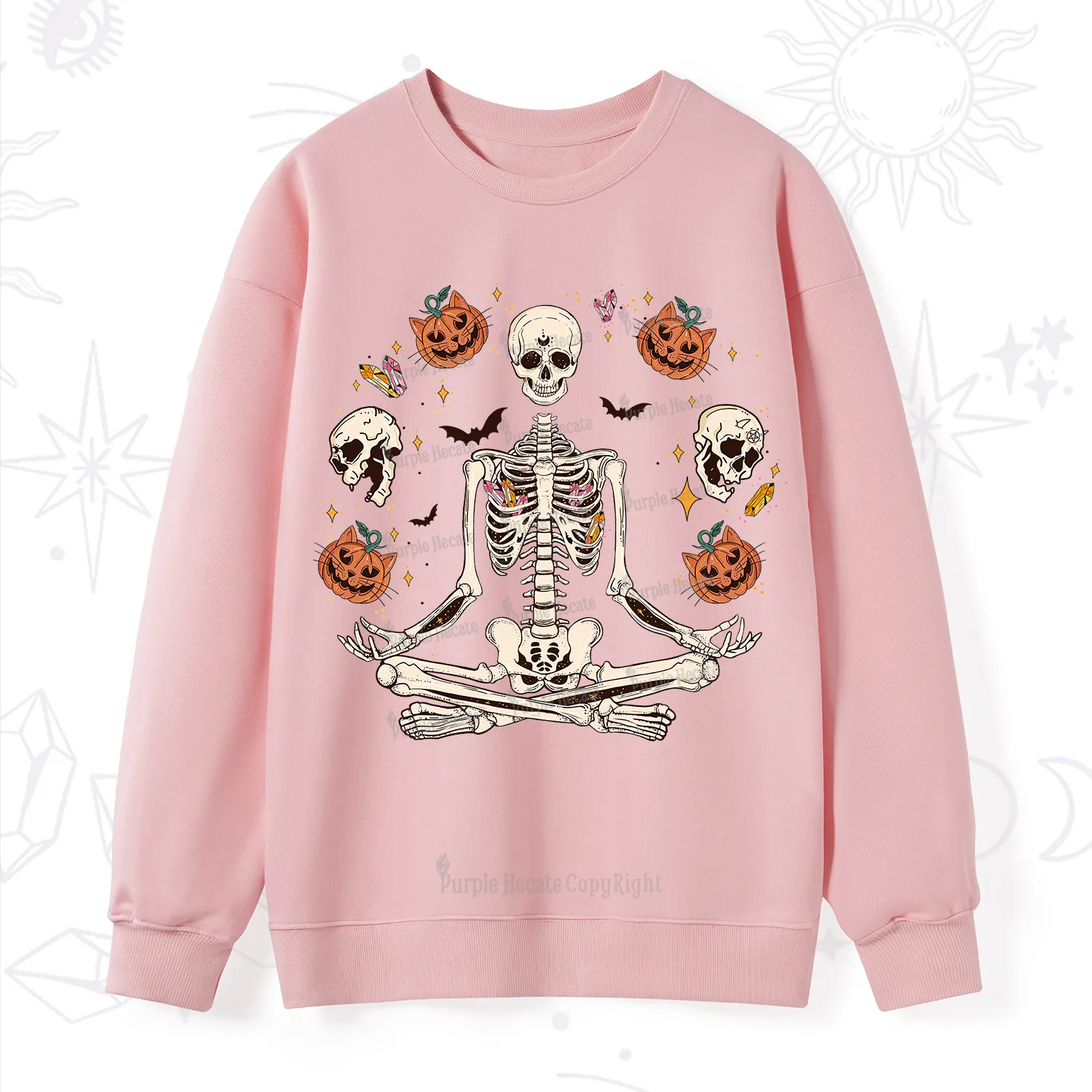 Purplehecate Funny Skeleton Halloween Sweatshirt