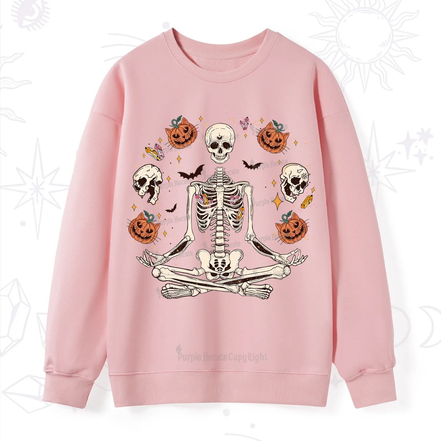 Purplehecate Funny Skeleton Halloween Sweatshirt