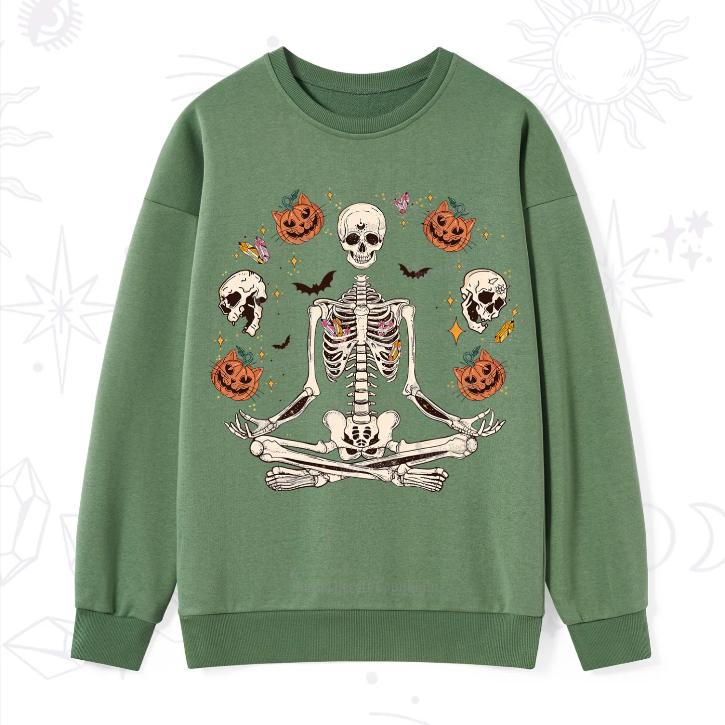 Purplehecate Funny Skeleton Halloween Sweatshirt
