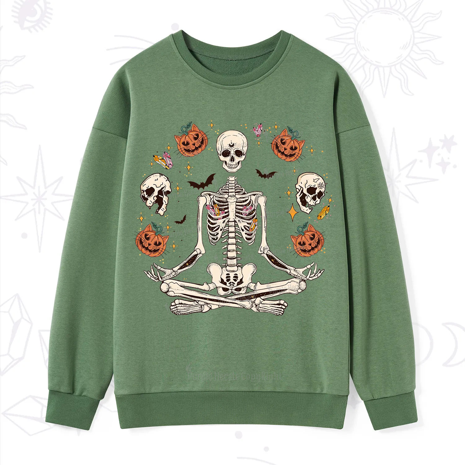 Purplehecate Funny Skeleton Halloween Sweatshirt