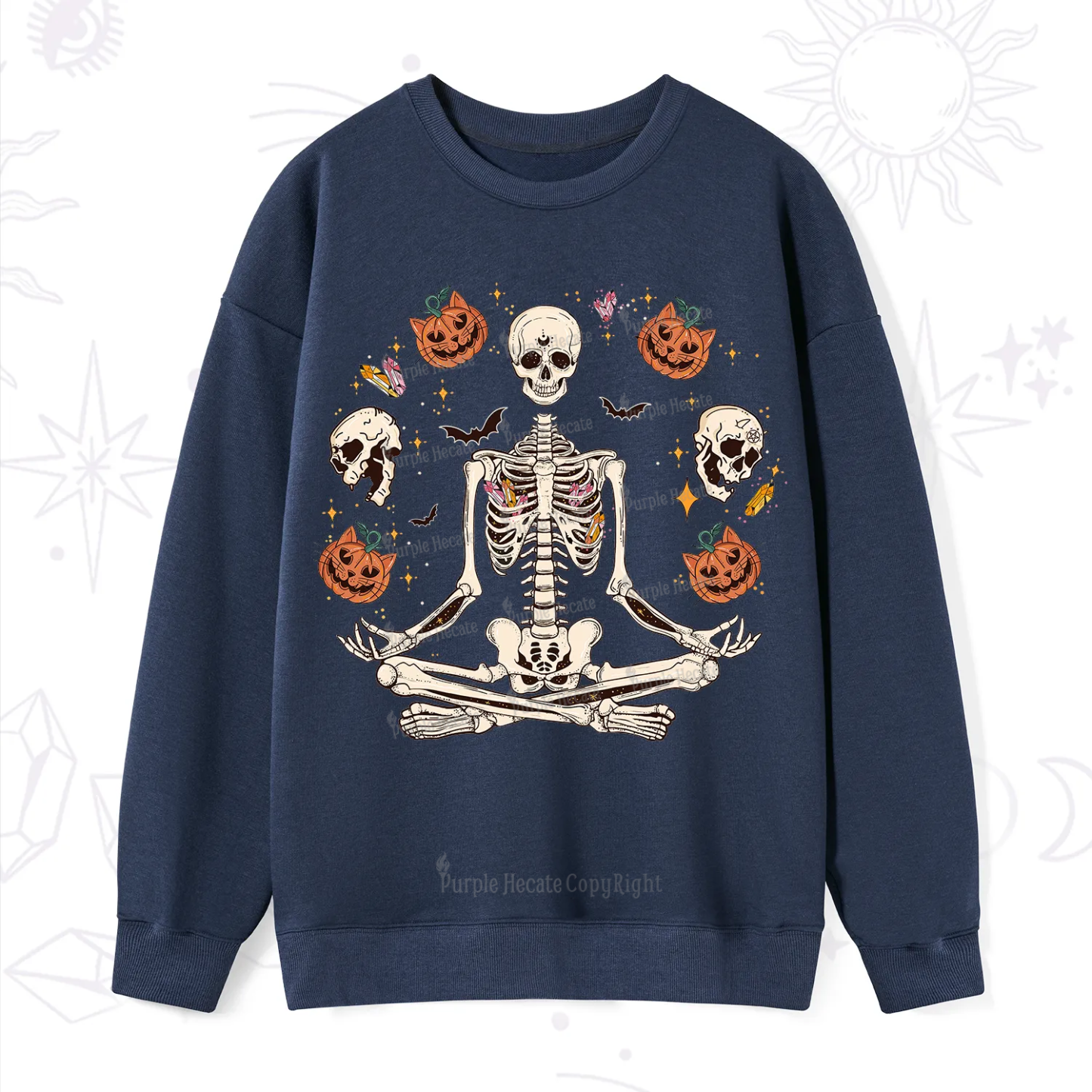Purplehecate Funny Skeleton Halloween Sweatshirt