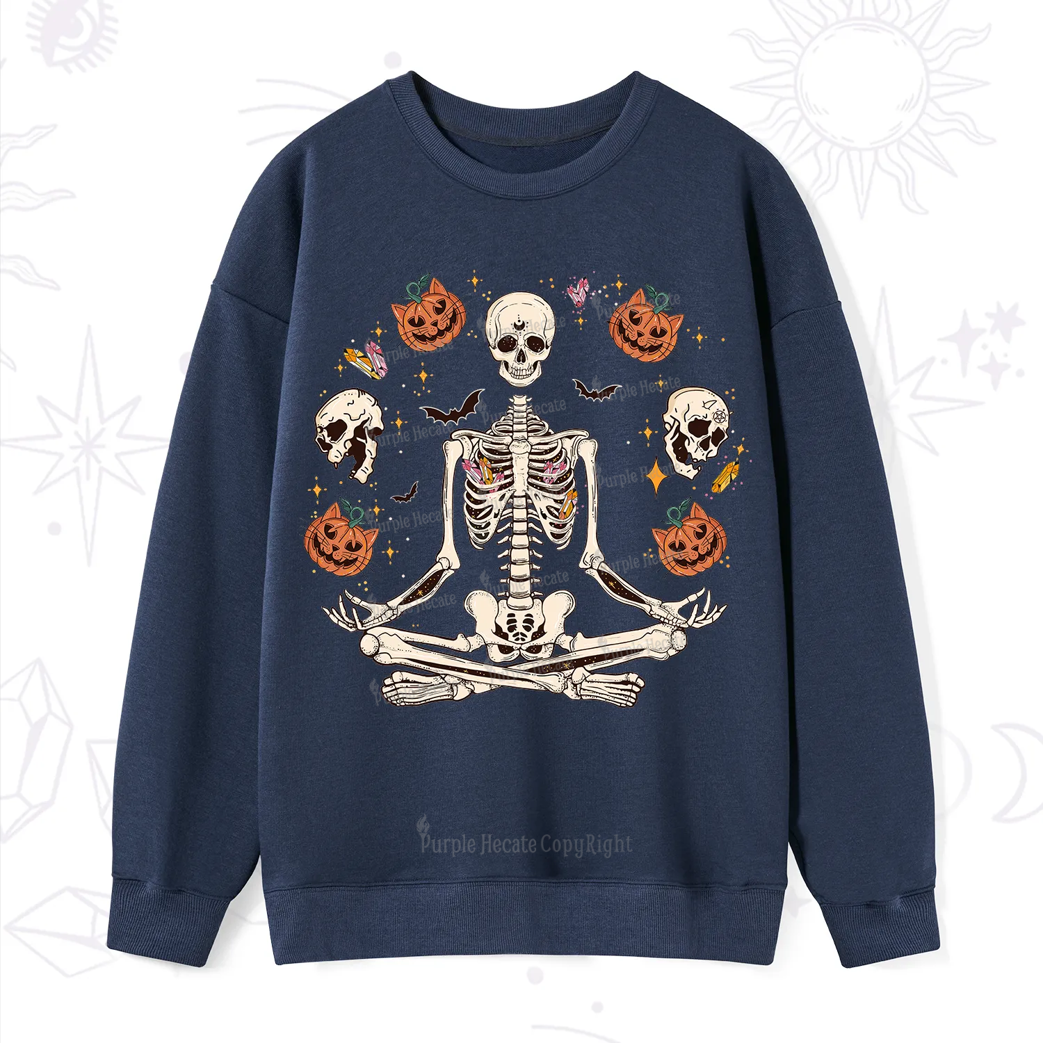 Purplehecate Funny Skeleton Halloween Sweatshirt