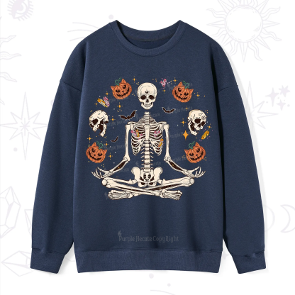 Purplehecate Funny Skeleton Halloween Sweatshirt