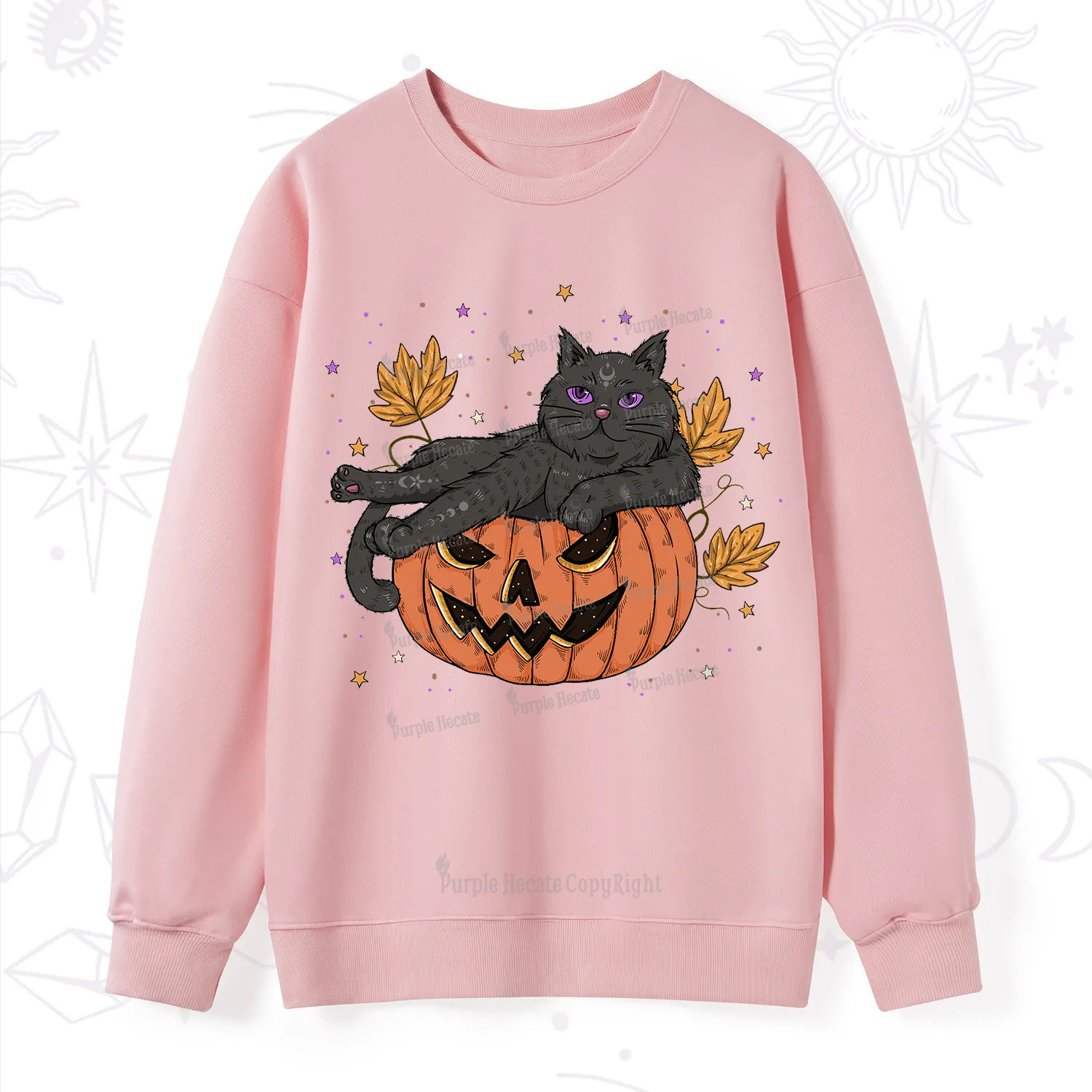 Purplehecate Pumpkin Throne of the Witch Cat Sweatshirt