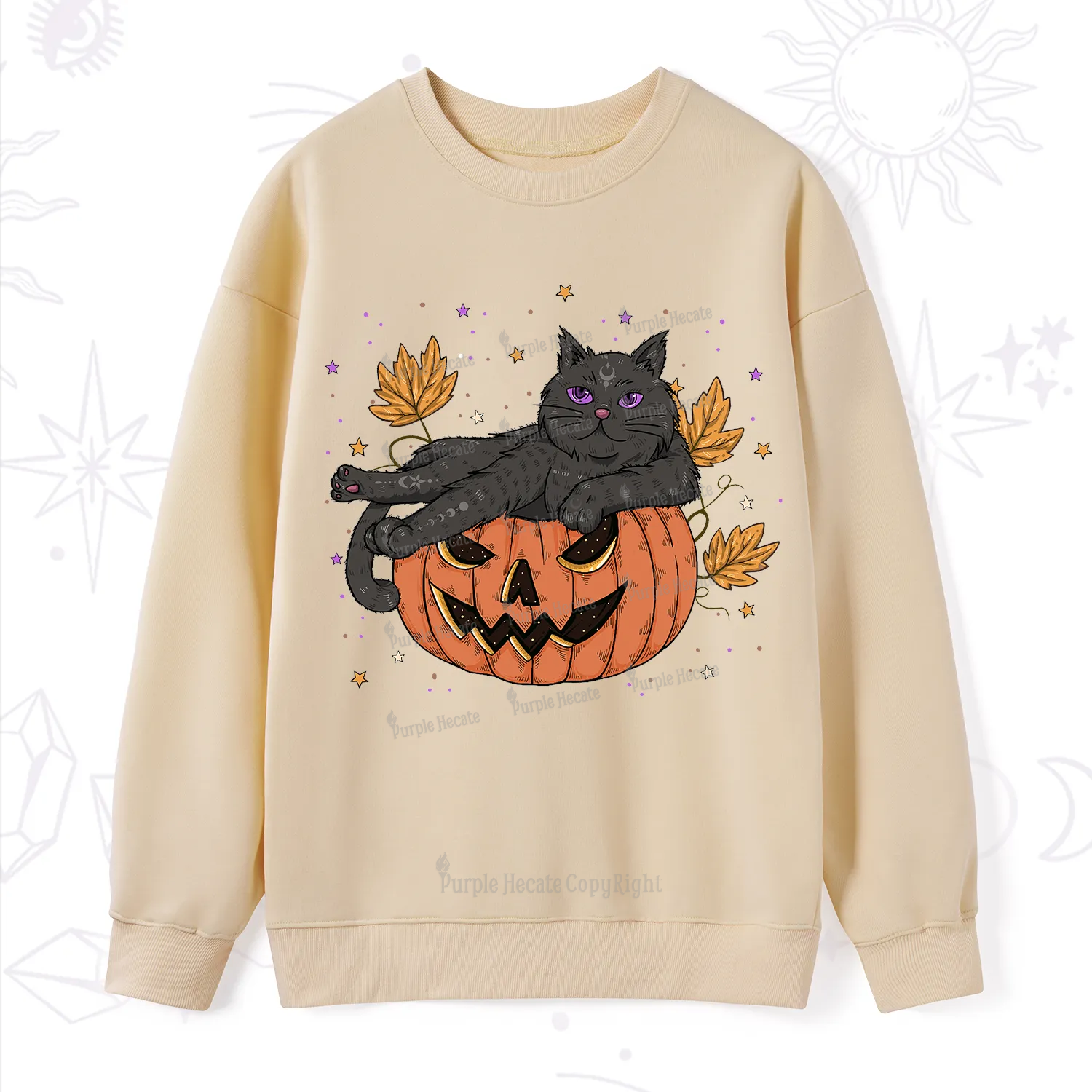 Purplehecate Pumpkin Throne of the Witch Cat Sweatshirt