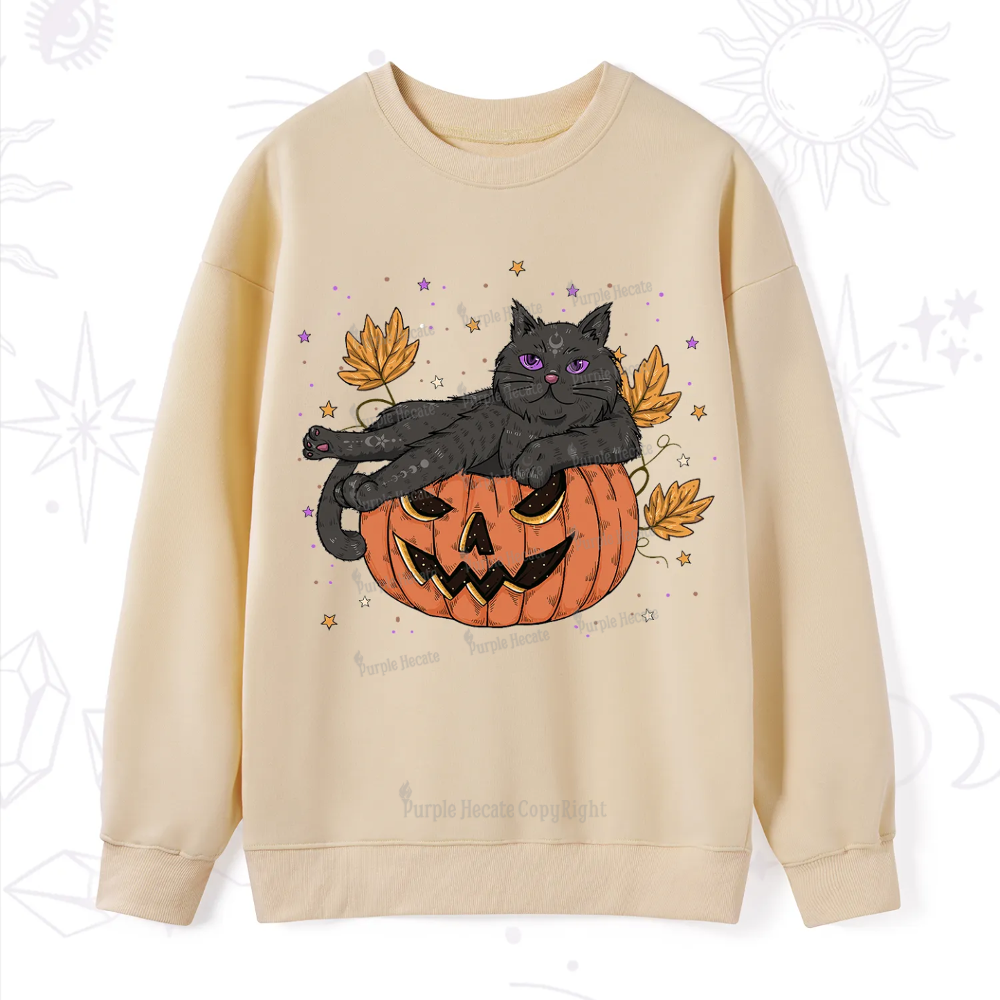 Purplehecate Pumpkin Throne of the Witch Cat Sweatshirt