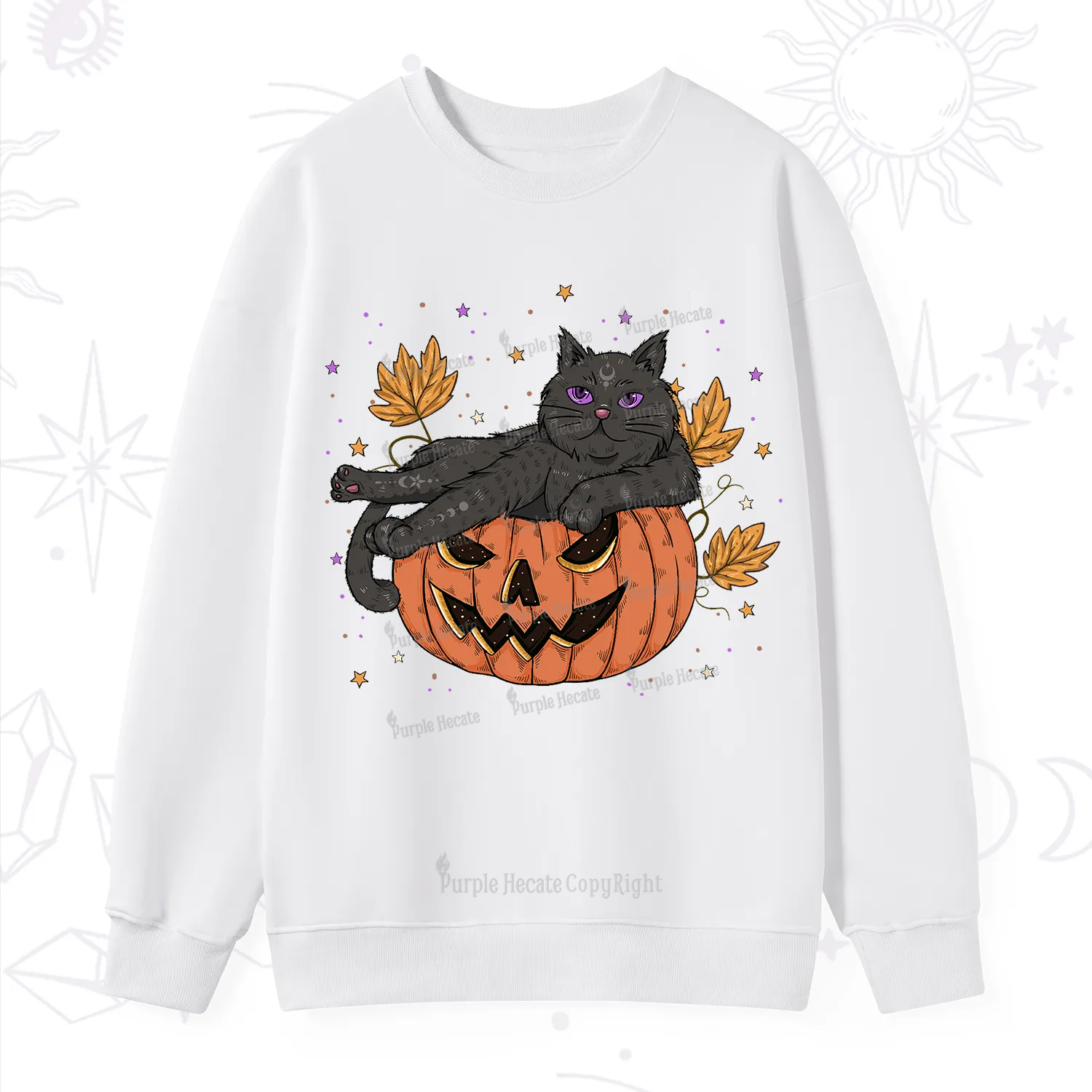 Purplehecate Pumpkin Throne of the Witch Cat Sweatshirt