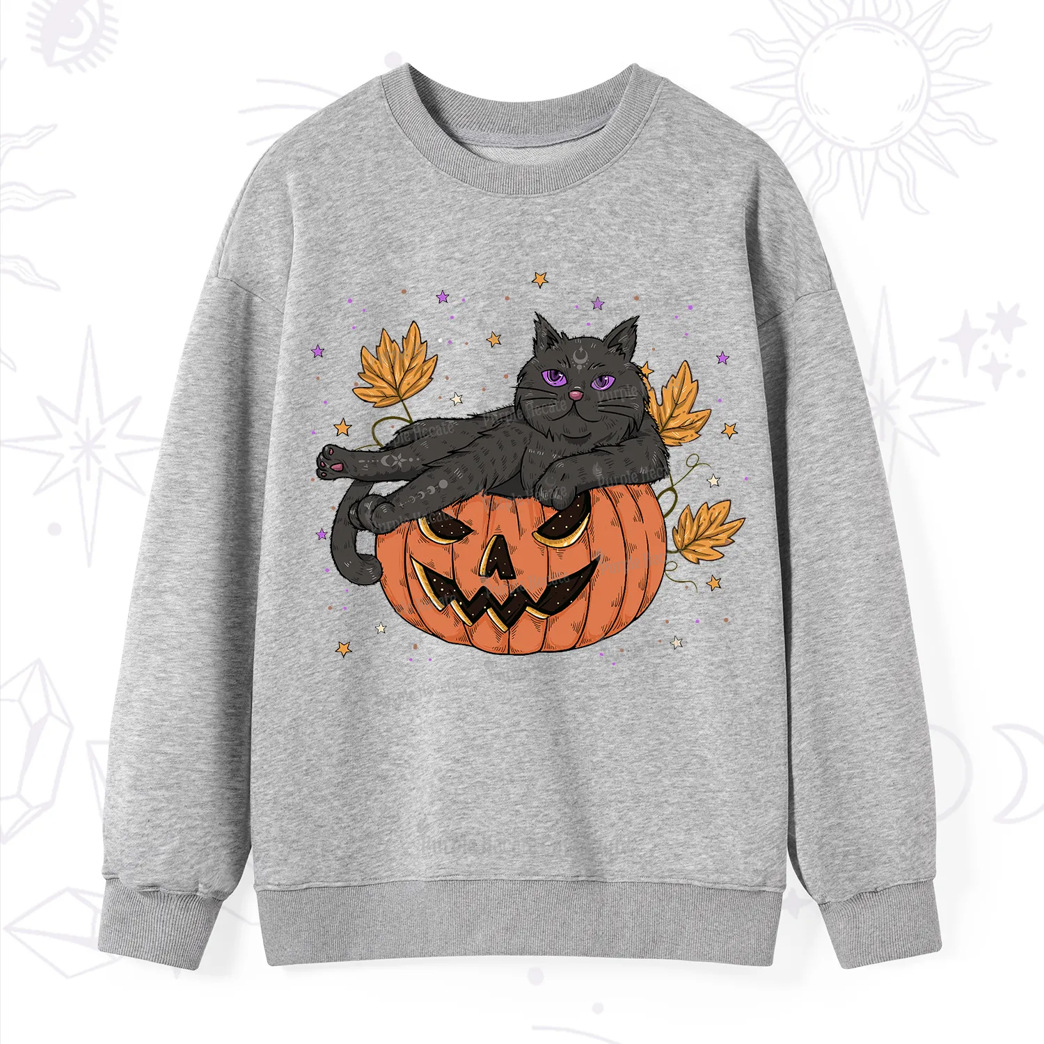 Purplehecate Pumpkin Throne of the Witch Cat Sweatshirt