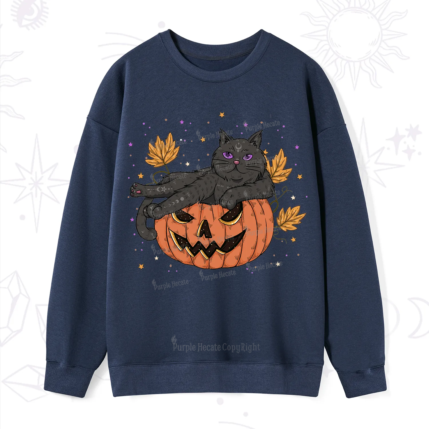 Purplehecate Pumpkin Throne of the Witch Cat Sweatshirt