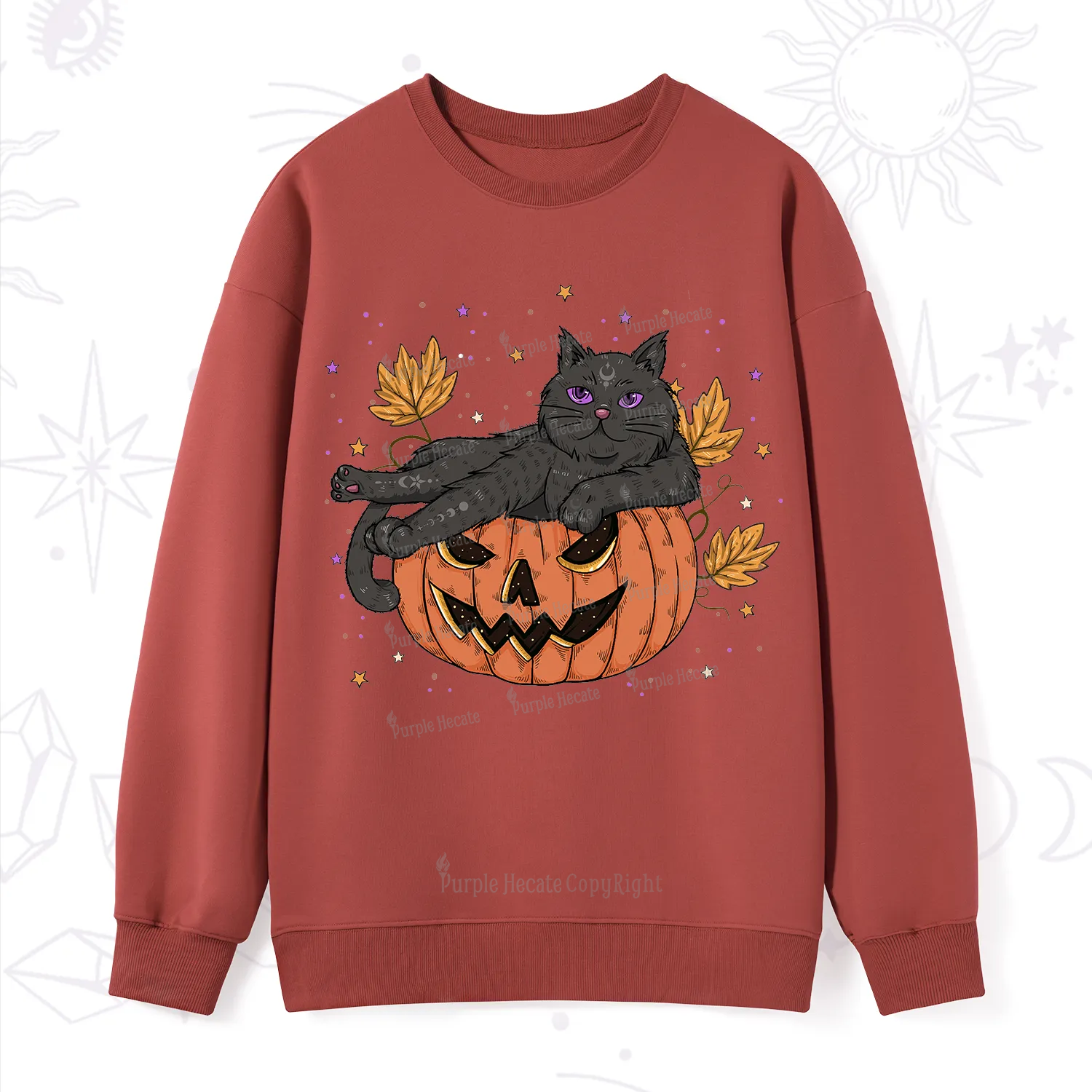 Purplehecate Pumpkin Throne of the Witch Cat Sweatshirt