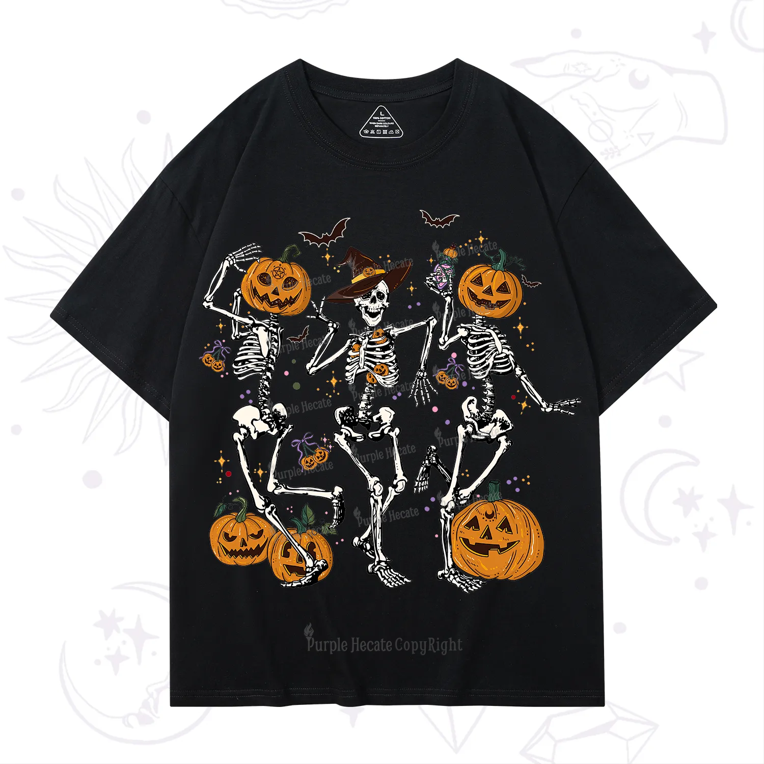 Purplehecate Pumpkin Head Skeleton Dance Halloween T-Shirt