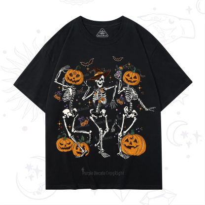Purplehecate Pumpkin Head Skeleton Dance Halloween T-Shirt
