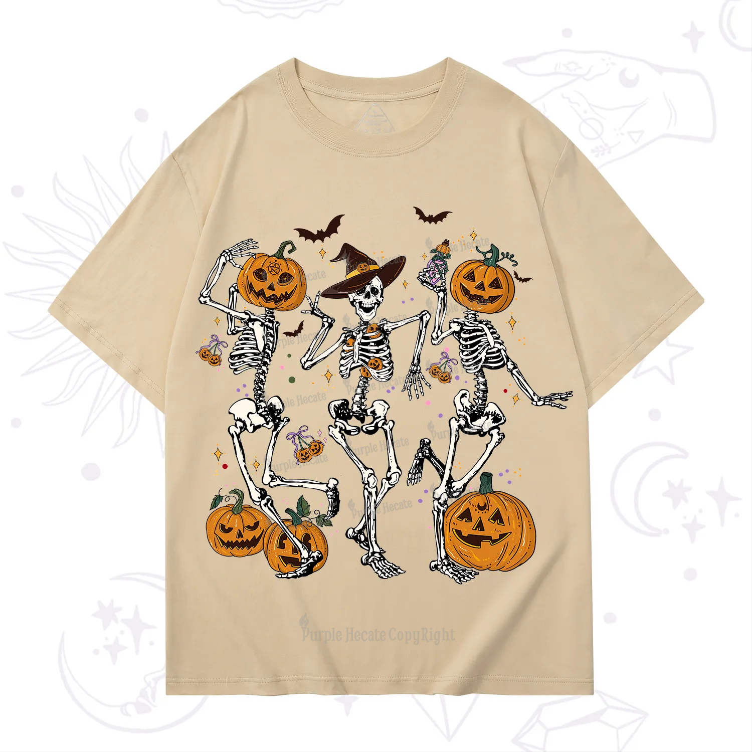 Purplehecate Pumpkin Head Skeleton Dance Halloween T-Shirt