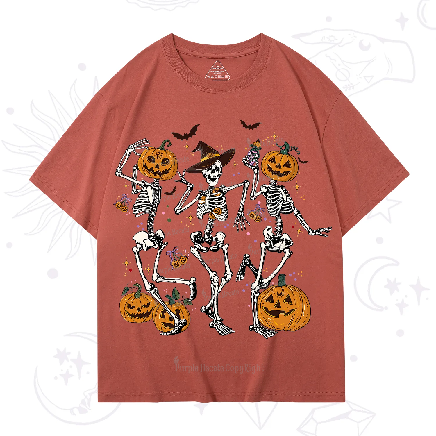 Purplehecate Pumpkin Head Skeleton Dance Halloween T-Shirt