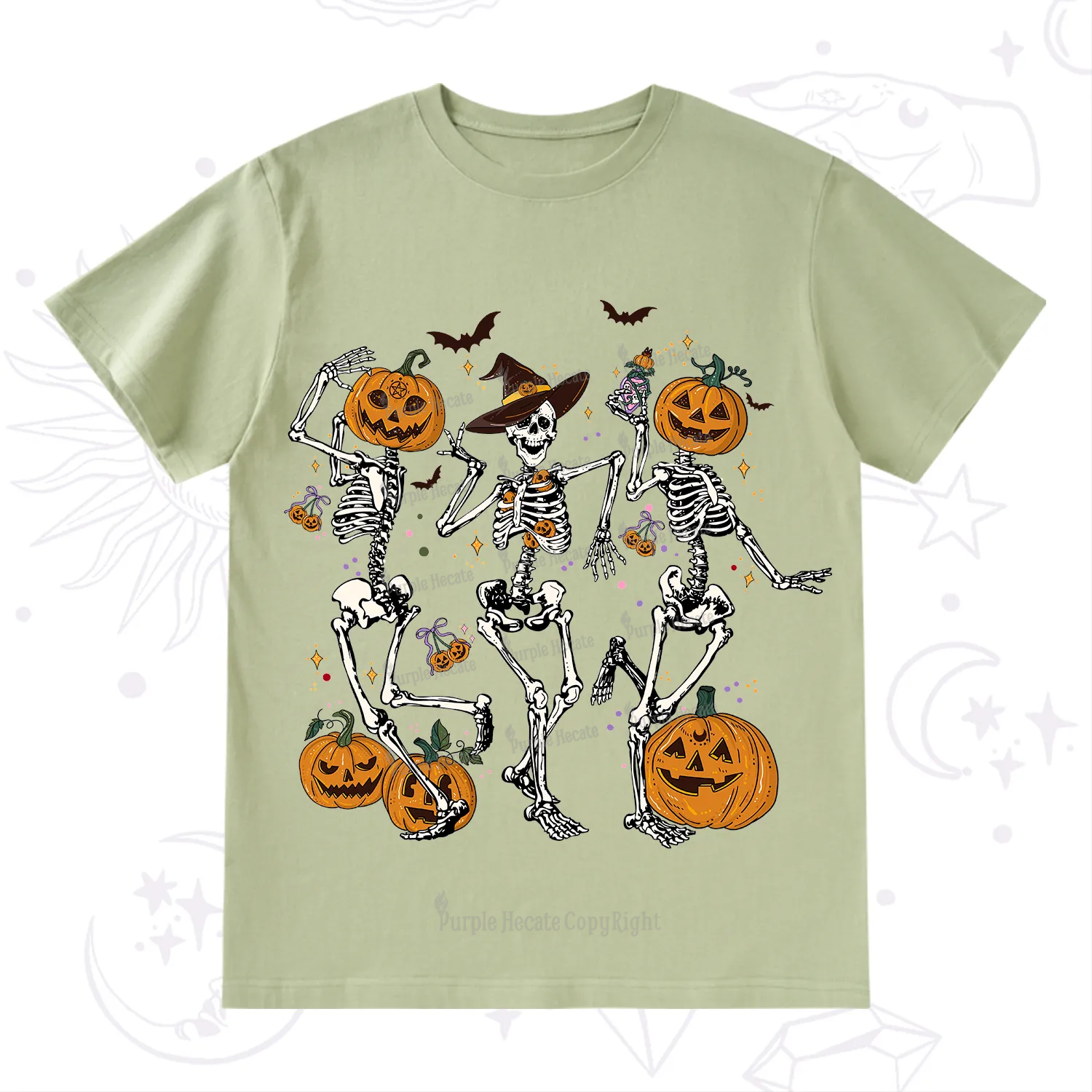 Purplehecate Pumpkin Head Skeleton Dance Halloween T-Shirt