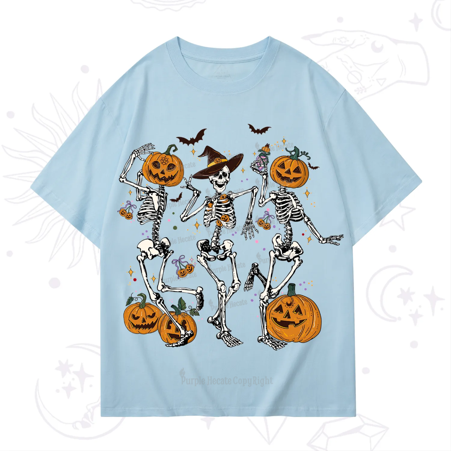 Purplehecate Pumpkin Head Skeleton Dance Halloween T-Shirt