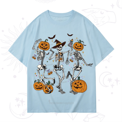 Purplehecate Pumpkin Head Skeleton Dance Halloween T-Shirt