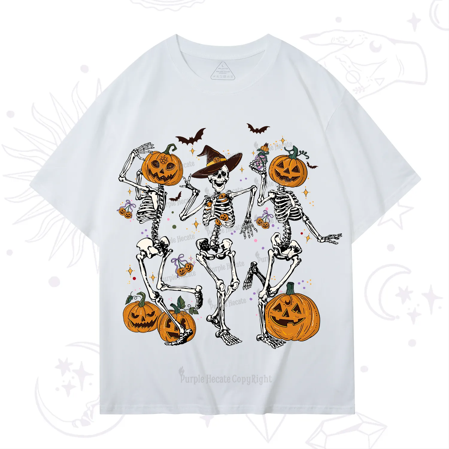 Purplehecate Pumpkin Head Skeleton Dance Halloween T-Shirt