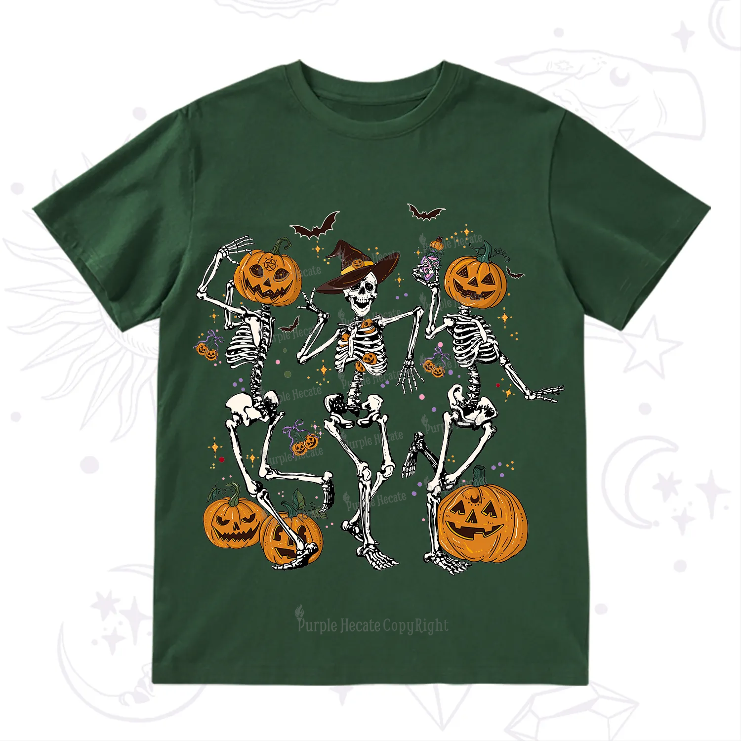 Purplehecate Pumpkin Head Skeleton Dance Halloween T-Shirt