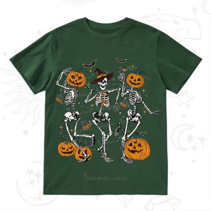 Purplehecate Pumpkin Head Skeleton Dance Halloween T-Shirt