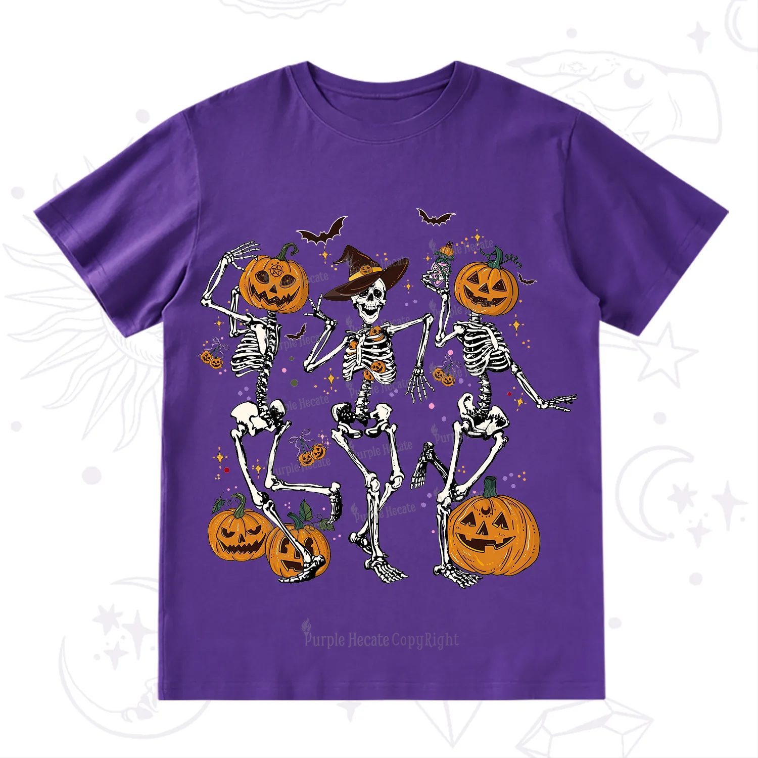 Purplehecate Pumpkin Head Skeleton Dance Halloween T-Shirt