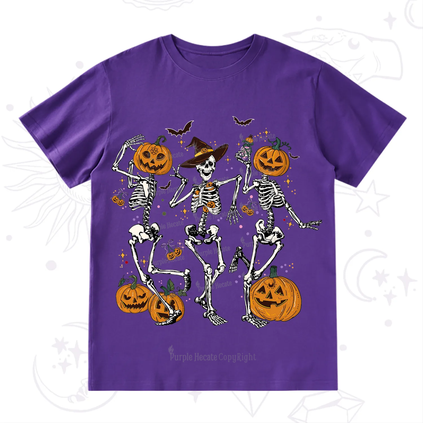 Purplehecate Pumpkin Head Skeleton Dance Halloween T-Shirt