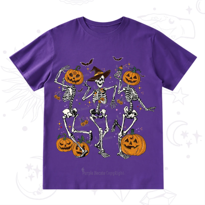 Purplehecate Pumpkin Head Skeleton Dance Halloween T-Shirt