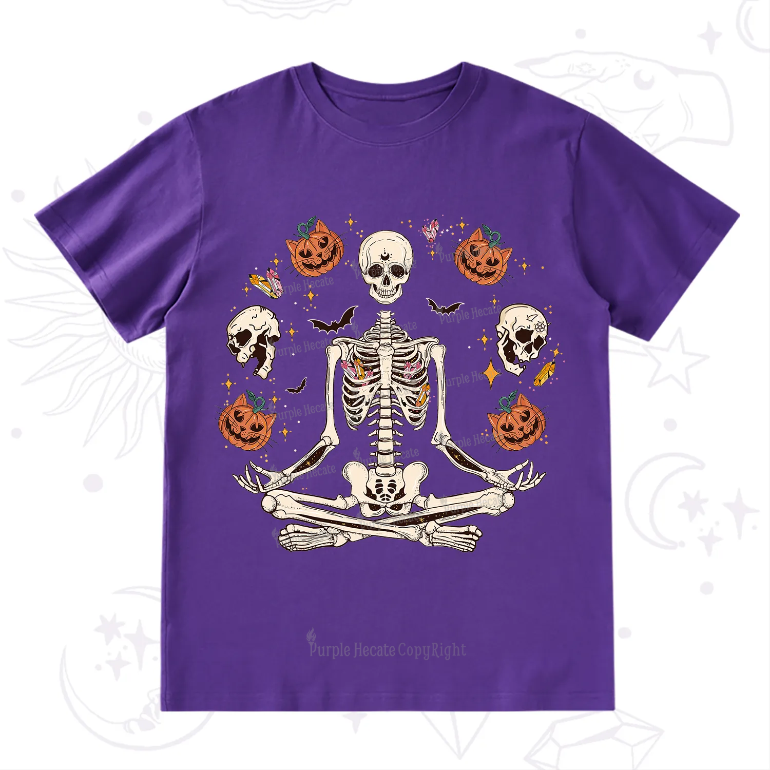 Purplehecate Funny Skeleton Halloween T-Shirt