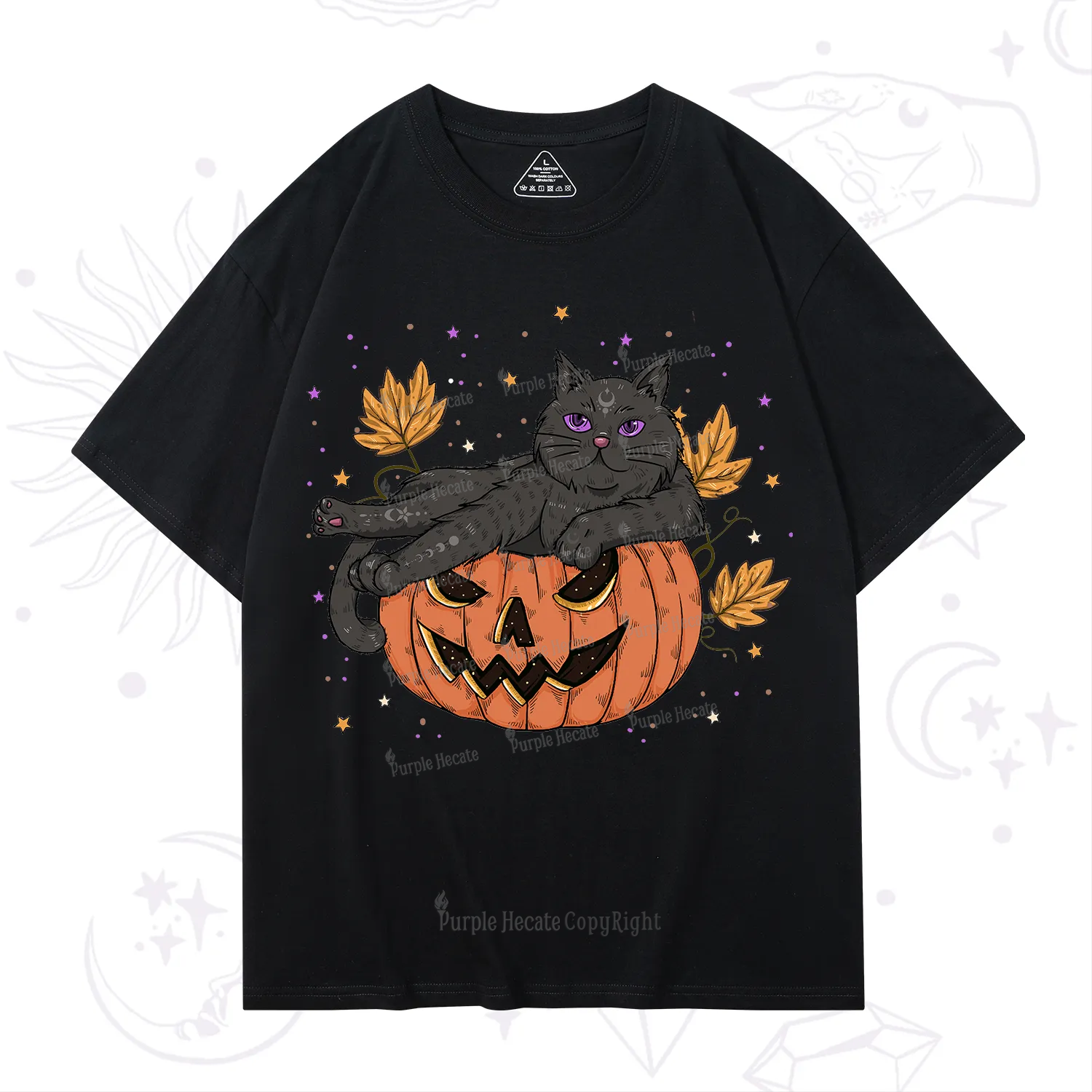 Purplehecate Pumpkin Throne of the Witch Cat T-Shirt