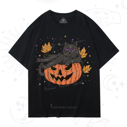 Purplehecate Pumpkin Throne of the Witch Cat T-Shirt