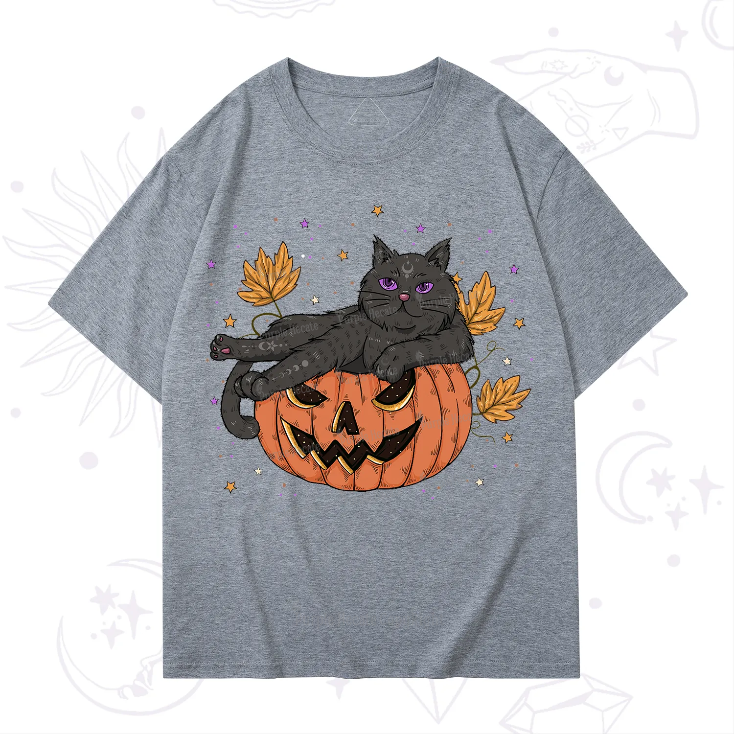 Purplehecate Pumpkin Throne of the Witch Cat T-Shirt