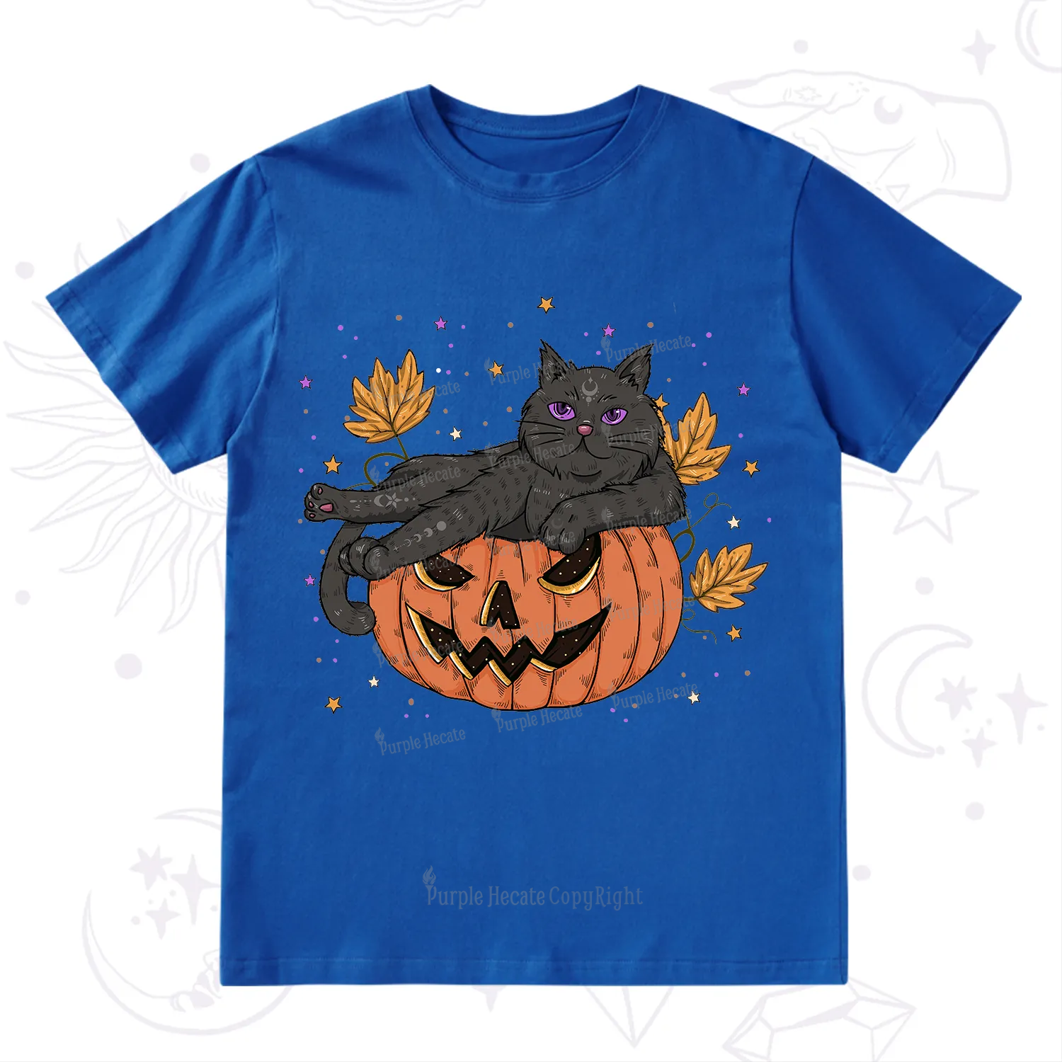 Purplehecate Pumpkin Throne of the Witch Cat T-Shirt