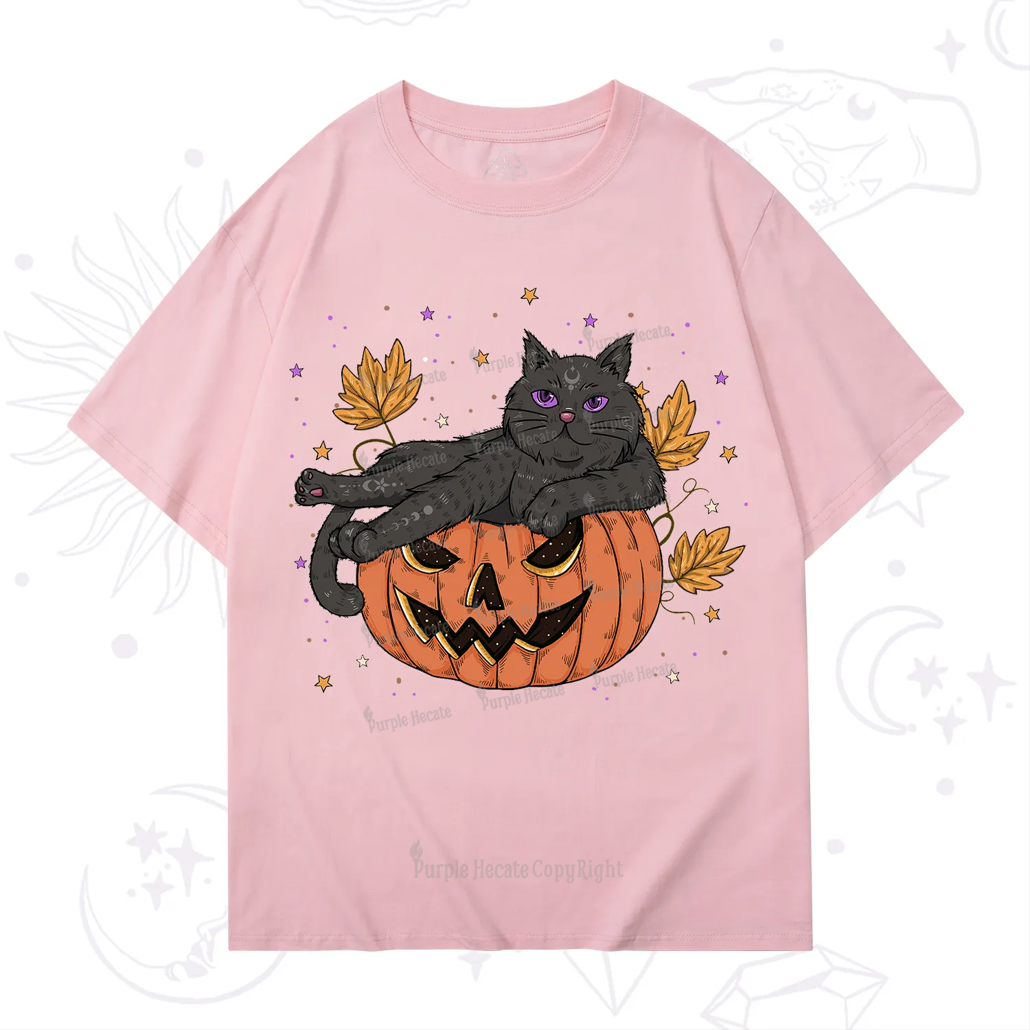 Purplehecate Pumpkin Throne of the Witch Cat T-Shirt