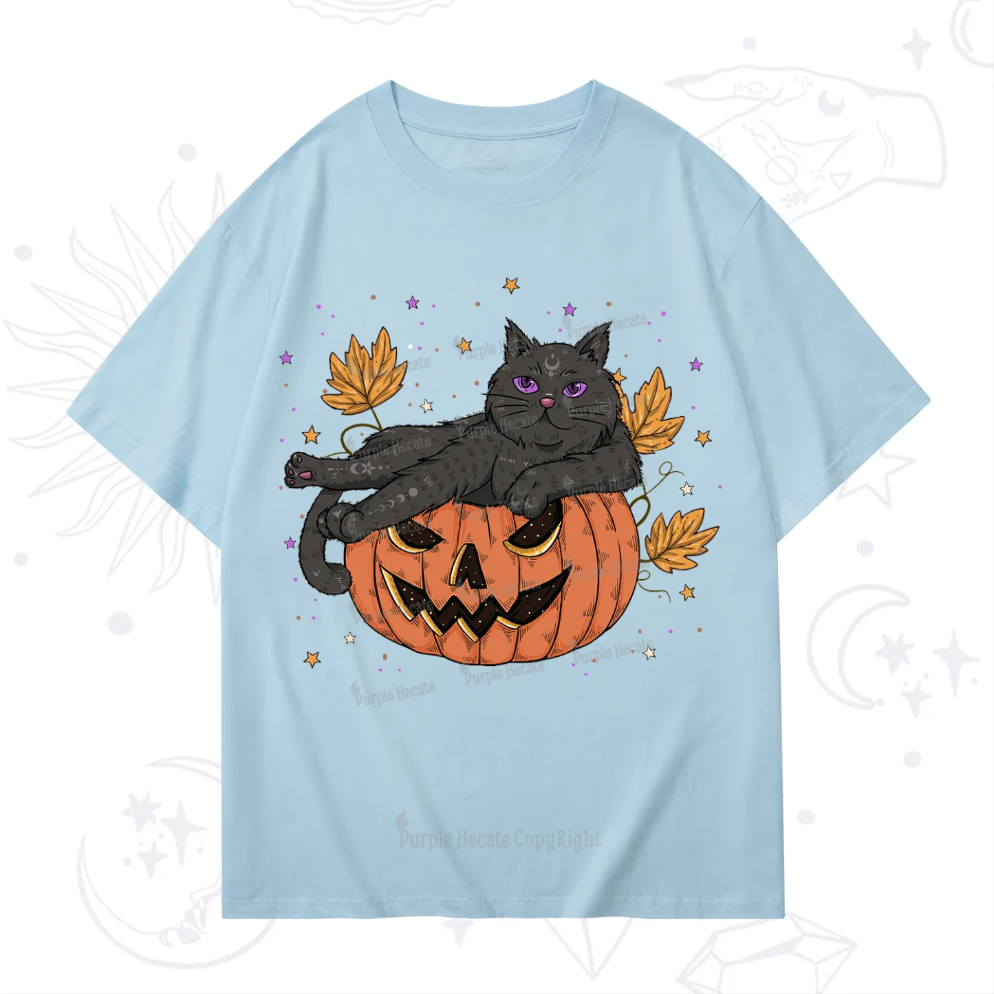 Purplehecate Pumpkin Throne of the Witch Cat T-Shirt