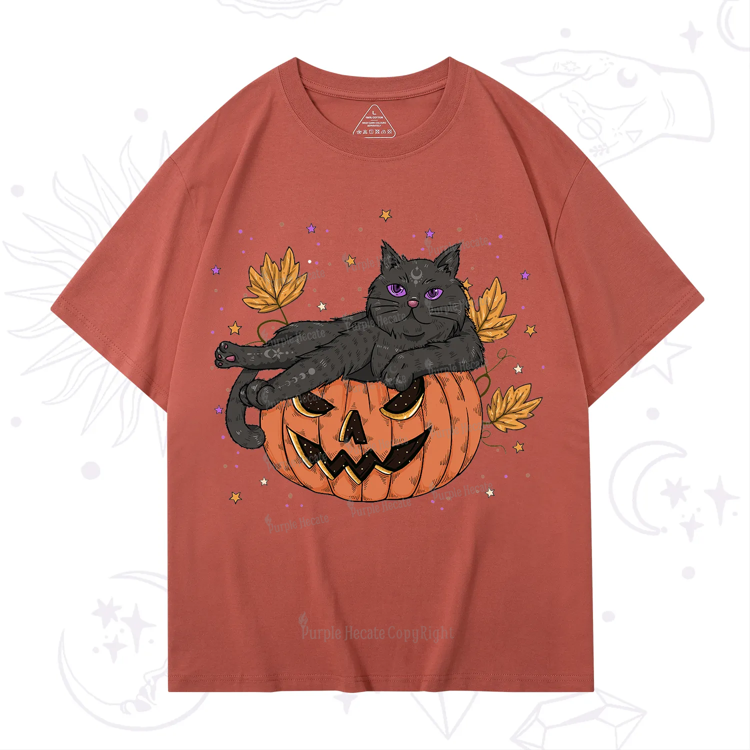 Purplehecate Pumpkin Throne of the Witch Cat T-Shirt