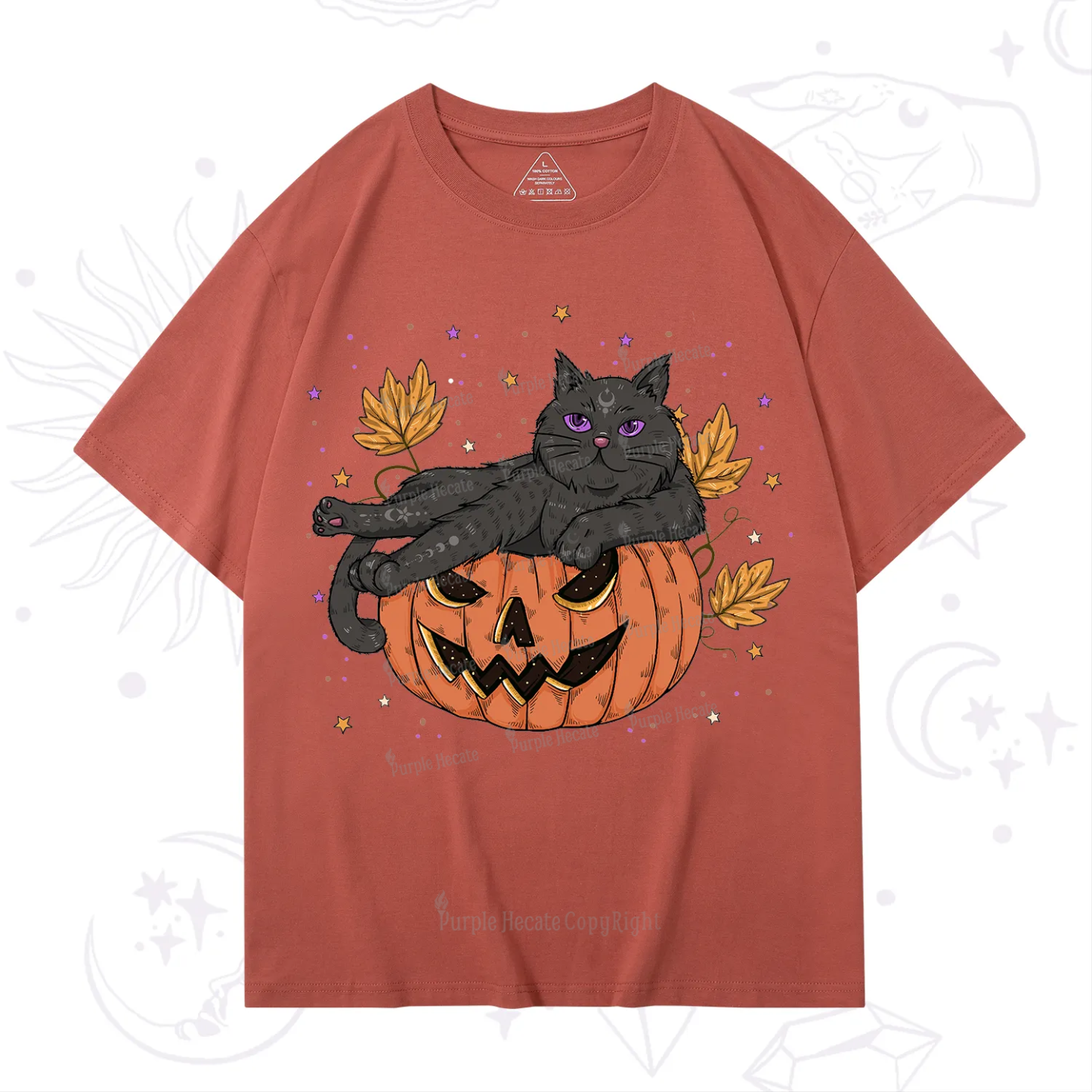 Purplehecate Pumpkin Throne of the Witch Cat T-Shirt