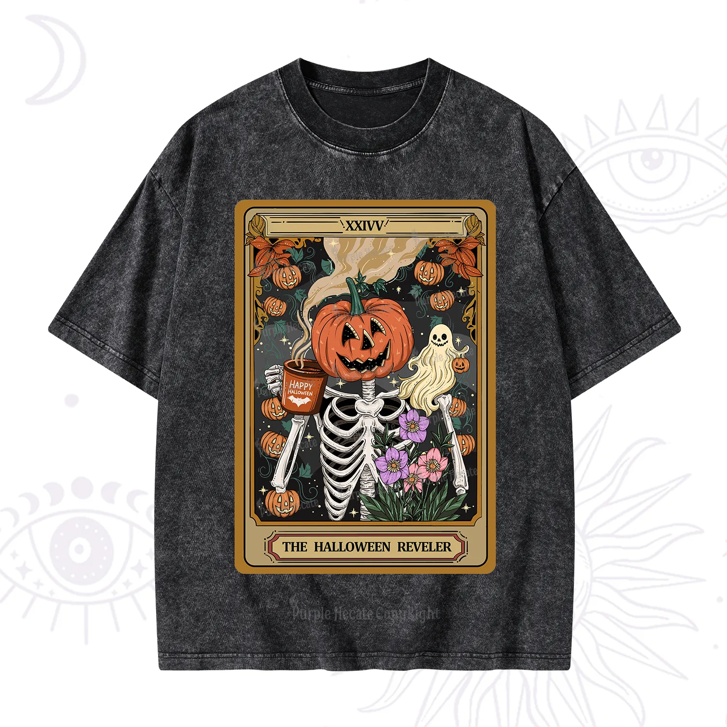 Purplehecate The Halloween Reveler Tarot Washed T-Shirt